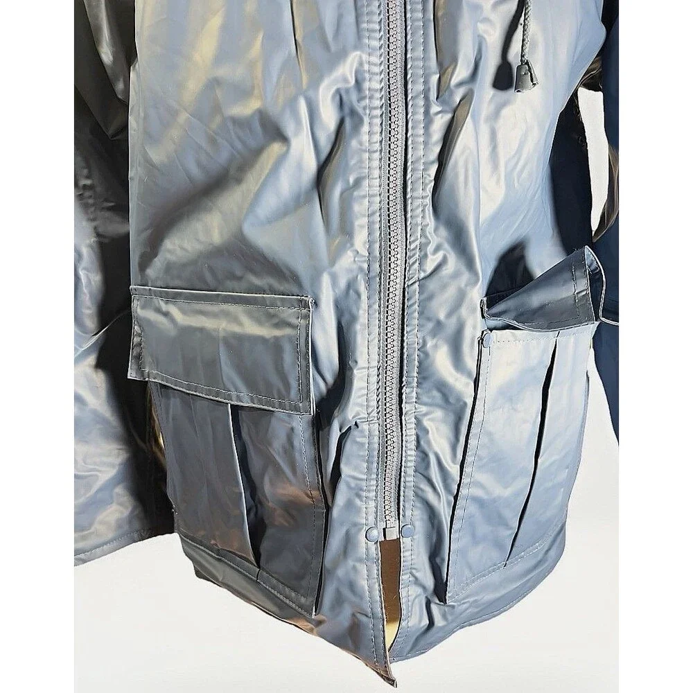 Misty Harbor Nylon Jacket Size XS Women's Peacock Blue Vinyl Outdoorsy Gorp Coat